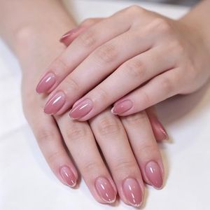 24Pcs Press On Nails - Short Oval Gradient Pink Nails with Silver Glitter French Tip, Reusable Glossy Fake Nails Kits, Natural & Elegant Stick On Nails with Jelly Glue & Nail File for Women Girls Daily Wear (Style 7)