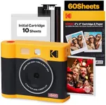 KODAK Mini Shot 4 ERA 4PASS 2-in-1 Instant Camera and Photo Printer (4x4) (Yellow, Camera + 70 Sheets)