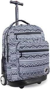 J World New York Sundance Rolling Backpack Girl Boy Roller Bookbag, Tribal, 20 Inch, Sundance Rolling Backpack Girl Boy Roller Bookbag