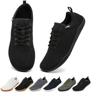 Geweo Barfußschuhe Herren Barfuß Sneaker Barfuss Schuhe Männer Barfussschuhe Sommer Barefoot Shoes Laufschuhe Turnschuhe Fitnessschuhe Schwarz 42