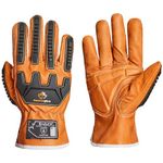 Superior Glove Goatskin Leather Work Gloves Anti-Impact Vibration Dampening (One Pair of Size Medium Gloves)