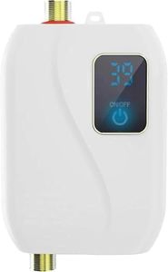 Water Heater Electric, Mini Tankless Under Sink Water Heater for Kitchen & Bathroom Sink, Instant On Demand Hot with Digital Temperature Display, Low Pressure Friendly, 3000W Point-of-Use(White)