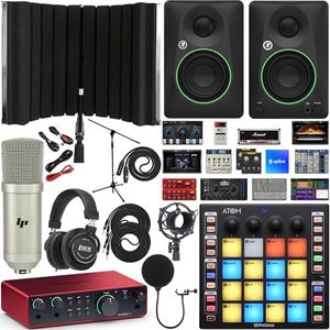 Focusrite Scarlett 2i2 4th Gen 2x2 USB Audio Interface Full Studio Bundle with Software Kit, CR3.5 Creative Multimedia Monitors, ATOM MIDI Pad Controller, Boom Arm & Isolation Recording Shield