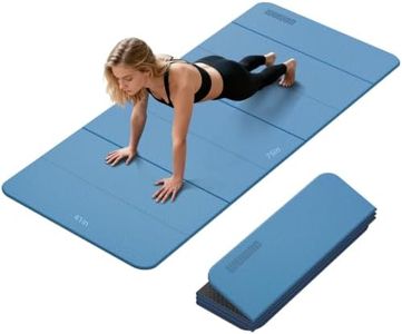 Foldable Yoga Mat Thick 10mm-WUWAN Extra Large Exercise Mat, TPE Material, Non-Slip Fitness Folding Mat Easy to Carry, Suitable for Home Workout Travel Pilates (75" x40",2/5") (Blue)