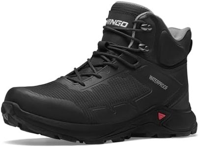 NINGO Men's Hiking Boots Waterproof Hiking Shoes Trail Shoes Lightweight Trekking Boots Comfortable Breathable Outdoor Boot Mid Ankle Boot for Camping, Backpacking, Mountain Trails, Black Size 8.5