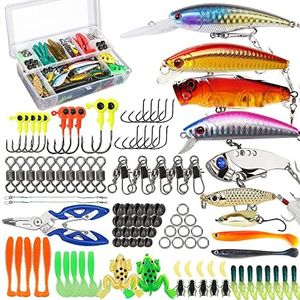 Fishing Lures Tackle Box Bass Fishing Kit,Saltwater and Freshwater Lures Fishing Gear Including Fishing Accessories and Fishing Equipment for Bass,Trout, Salmon