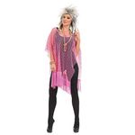 Fun Shack 80's Pink Fish Net Shirt for Women, Womens Mesh Top, 80's Outfits for Women Party, Womens Fishnet Top Poncho