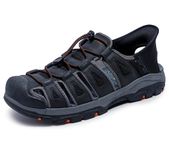 Skechers Men's Tresmen-Norvick 205187 Enclosed Slip-Ins Fisherman Sandal, Black, 12