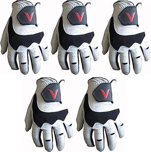 V Golf 5 Pack Gloves Made From Cabretta Leather | Ultra Grip & Breathable Gloves | Left Hand Glove For Right Handed Golfer | The Perfect Golf Accessories For Men (Extra Large)