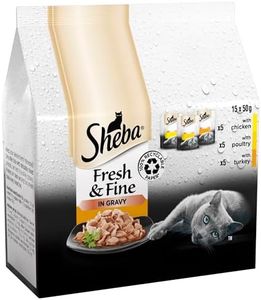 Sheba Cat Wet Food - Fresh and Fine - Cat Pouches Poultry in Gravy -3 x 15 x 50 g