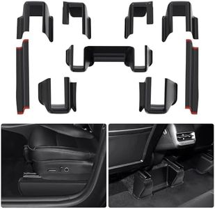 oEdRo Underseat Protector Fit for Tesla Model Y 2017-2024, ABS Front Rear Row Kick Cover Under Seat Slide Fleece Protector Accessories (9 Pcs)
