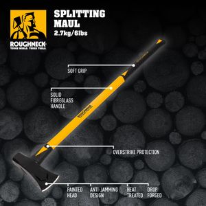 Roughneck Fibreglass Splitting Maul – 2.7kg Heavy Duty Axe