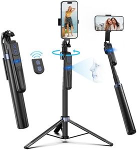 Auto Face Tracking Tripod 360 Rotation with Stand, No App,Phone Camera Holder with Remote and Gesture Control, Built-in Tracking Camera Selfie Stick for Live Vlog Streaming Video Tiktok