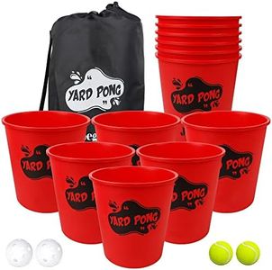 Juegoal Yard Pong, Outdoor Giant Yard Games Set for Adults and Kids, with 12 Buckets and 4 Balls, Toss Game Throwing Outside Family Game for Beach, Camping, Lawn and Backyard