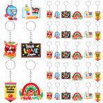 HOWAF 36 Pcs Teacher Keychain Bulk Teacher Appreciation Gifts, School Teacher Themed Silicone Keychain for Thank You Teacher Gift, Teacher Appreciation Week Key Chains for Teacher's Accessories