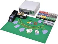 vidaXL Poker/Blackjack Set in Aluminium Case - All-inclusive, Portable Casino Game Set with 600 Laser Chips, Multicoloured, Ideal for Group Gatherings