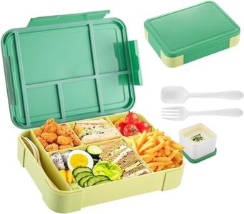 WADY Bento Lunch Box for Kids & Adults, Bento Box for Kids, Adult Lunchable Containers With 6 Compartments & Tablewares, Durable, Microwave/Dishwasher Safe, BPA-Free,Perfect for On-the-Go Meal (Green)