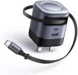 UGREEN USB C Charger Plug, 45W 3-Port Fast Charger Plug with Retractable Cable, USB C Charger Compatible with iPhone 16/15/14/13/12, iPad, Galaxy S25/S24/S23, Pixel 9/8