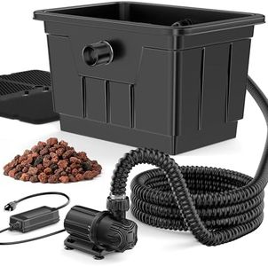 POPOSOAP Large Pond Filter Kit, Outdoor Pond Filter with 1200GPH Quiet Pond Pump & 9.8FT Hose, Above-Ground Design for Easy Maintenance Complete Accessories Included for Koi Pond Garden Pond P2580