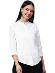 Ada Women's Handmade Traditional Chikankari Pure Cotton Short Top Kurti Shirt A100143 (3XL, White)