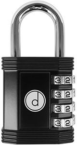 Padlock Combination Lock 4 Digit - for Gym Lock, School Locker Lock, Outdoor Gate, Fence, and Storage, Combo Lock - Locks for Lockers - Weatherproof Metal - Keyless, Easy to Set, Resettable - Black