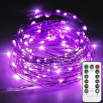 Twinkle Star 200 LED 66 FT Copper String Lights Fairy String Lights 8 Modes LED String Lights USB Powered with Remote Control for Halloween Wedding Party Home Decoration, Purple