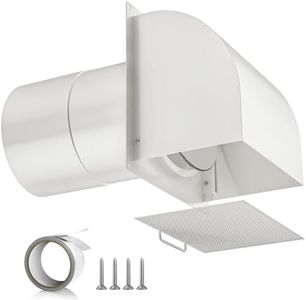 [Upgraded] Hon&Guan 6 Inch Hooded Wall Vent with Removable Mesh and Cover, Arc-Shaped 6'' Exhaust Vent Cover Cap for Kitchen Range Hood/Dryer/Bathroom Exhaust(Galvanized Steel, White)