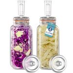 HEFTMAN Fermenting Jar 2 Pack with Airlock - 2L for Safe Fermentation for Kefir, Kimchi, Sauerkraut, Sourdough Starter - Silicone Lids & Fermentation Weights - Fermentation Jars 2 Pack (Full Set)