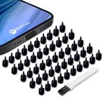 PortPlugs iPhone Dust Plugs (50 Pack), Compatible with iPhone 11, X, XS, XR, 8, 7, 6 Plus, Max, Pro, All New iPhone, iPad Models (Black)