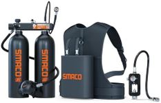 SMACO Mini Scuba Diving Tank 2L Double Scuba Tank Reusable Small Pony Bottle up to 45 Mins Portable Twin 2L Diving Air Tank Kit Diving Oxygen Cylinder for Underwater Exploration Rescue S700 Max