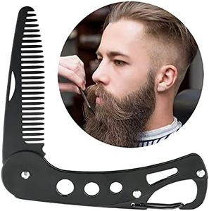 YUERWOVER Mustache Folding Comb for Men Stainless Steel Metal Pocket Beard Comb Moustache Brush Straightener Women Small Travel Comb for Grooming Styling Hair Beard (Black)