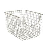 Spectrum Diversified Scoop Wire Basket, Vintage-Inspired Steel Storage Solution for Kitchen, Pantry, Closet, Bathroom, Craft Room & Garage, Small, Satin Nickel