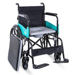 TryFit 2-in-1 Foldable Wheelchair with Commode – Powder-Coated MS Frame, 100kg Capacity, Solid Mag Wheels, 360° Rotating Front Wheels, Adjustable Foot Rest, Detachable Cushion & Bucket Pot (Black)