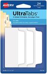 Avery Filing Ultra Tabs, 3" x 1.5", 2-Side Writable, White, 24 Repositionable File Tabs (74776)