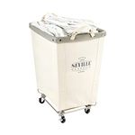 Seville Classics Commercial Grade Heavy-Duty Extra Large Industrial Canvas Cart for Home Closet Mobile Storage Laundry Basket Hamper with Wheels, 22 D x 16 W x 27 H inches