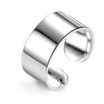 ALEXCRAFT Rings Women Sterling Silver Ring Men Adjustable Silver Rings for Men Women 10mm