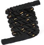 Leosportz Weighted Jump Rope for Boxing - Heavy Skipping Rope for Pro Athelets | 25 mm Thick Battle Jump Rope for Men Women Adults Boxing Pro Training Workout (Black-yellow)