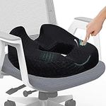 Donut Pillow Chair Seat Cushion for Tailbone Pain Relief, Memory Foam Firm Coccyx Pad Donut Cushion for Long Sitting, Office Chair, Gaming Chair and Car Seat Cushion - Black 15.5*17.5*5.5 in