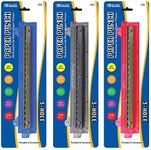 BAZIC Products Paper Punch 3 Hole 1/4" w/ 10" Ruler Paper Guide, Desktop Portable Paper Puncher 5 Sheets Capacity, for Paper Binder Office, 12-Pack