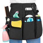 LoDrid Professional Cleaning Apron, Cleaning Caddy Aprons with 9 Pockets and Adjustable Buckle Waist Belt, for Cleaning Work of House Hotel, Black