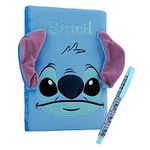 Disney Stitch Kids A5 Diary and Pen, Stationery Set - Stitch Gifts for Girls (Blue Fluffy)