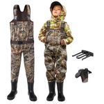 HISEA Kids Chest Waders Neoprene Fishing Waders for Toddler & Children Youth Duck Hunting Waders for Kids Boy and Girl with Waterproof Insulated Cleated Boots