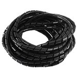 12mmX25 Meter Cable Protector Sleeve Spiral Wire Sleeve Cable Wrap Polyethylene for Robotics Machinery and 3D Printer CNC Machine Computer PC TV or Electric Wires Used Commercial (Black 25 mtr)