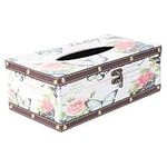 Yardwe Butterfly Tissue Box Cover, Wooden Vintage Tissue Holder Rectangular Decorative Tissue Box Napkin Case Dispenser