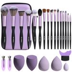 BS-MALL Makeup Brushes 16 pcs Makeup Tools Kit Premium Synthetic Powder Foundation Blush Contour Concealers Lip Brushes with Makeup Sponge & Eyeshadow Applicator Kit