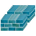 Blue Brick Tile Stickers for Bathroom Kitchen Waterproof Vinyl Stick on Tiles Backsplash Self Adhesives Wall Tile Transfers Peel and Stick Tile Decals for Living Room - 30x15cm (12 Sheets)