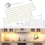 WOBANE Under Cabinet Lighting Kit,Flexible 8 x 30cm LED Strip Lights,Under Counter Lights for Kitchen,Cupboard,Desk,Monitor Back,Shelf,DIY Tape Light,2700K WarmWhite,12v Adapter & Variety Connectors