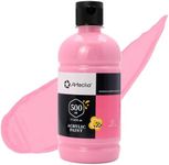 Artecho Pink Acrylic Paint Large Bottle 500ml / 24oz, Pink Craft Paint for Art Supplies, Pink Paint for Canvas, Rocks, Wood, Fabric, Ceramic, Non Toxic Paint