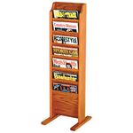 Wooden Mallet 7-Pocket Cascade Free-Standing Magazine Rack, Medium Oak