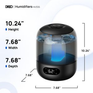 Dreo Quiet Cool Mist Humidifier – Black, Whisper-Quiet Operation